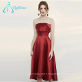 A-Line satin rouge plissé Sexy Formal Prom Dress Patterns